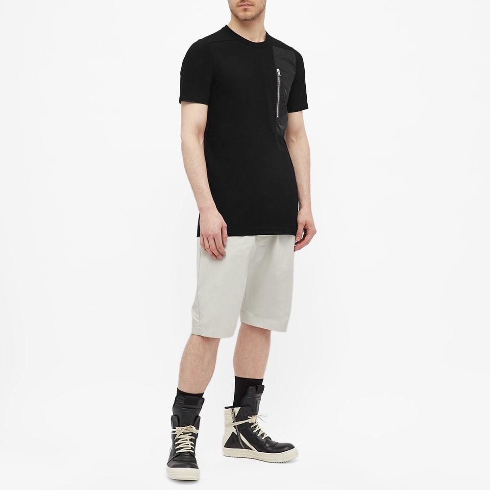 Rick Owens Zipper Patch Bag Spliced Short-sleeved T-shirt In Black