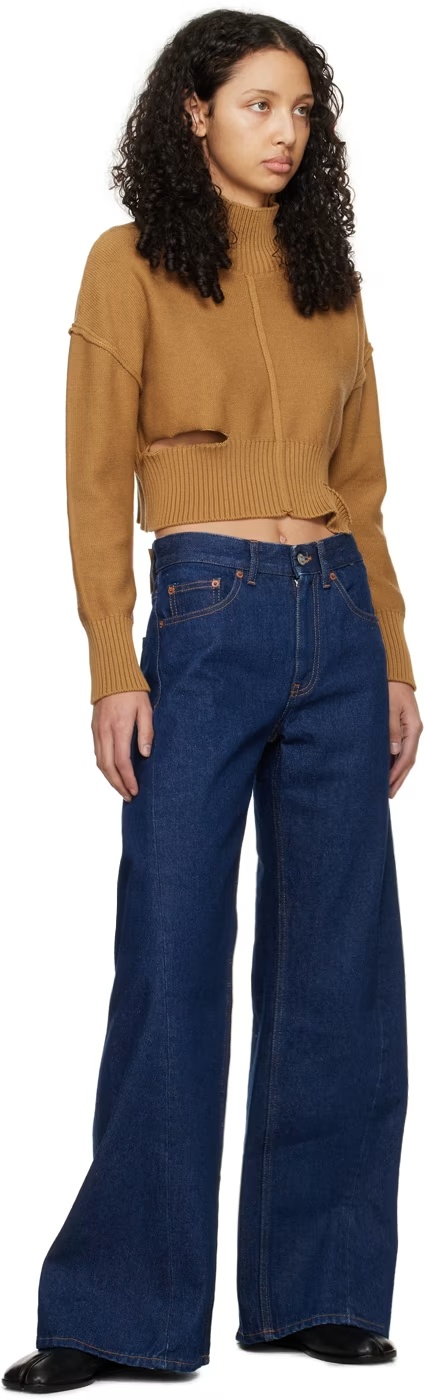Mm6 Maison Margiela Tan Boxy Sweater In Brown