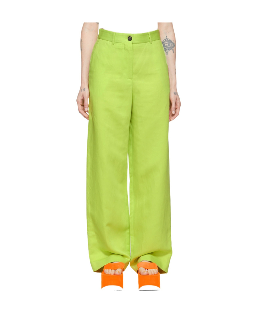 Msgm Logo Casual Pants In Green