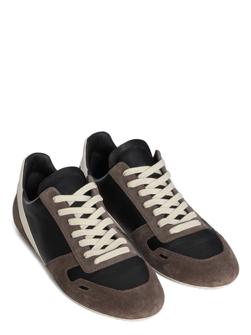 Rick Owens Panelled Suede And Leather Sneakers In Brown