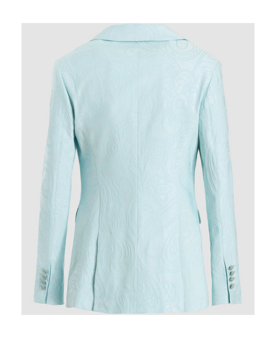 Etro Jacquard Cotton Blend Jacket With Paisley Pattern In Blue