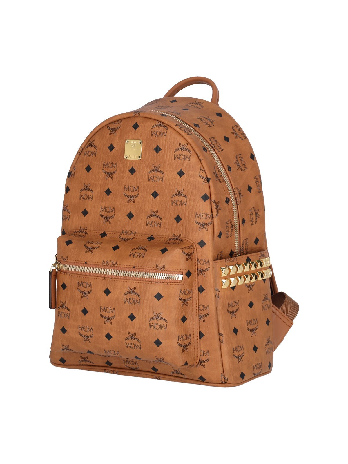 Mcm Logo Backpack In Brown