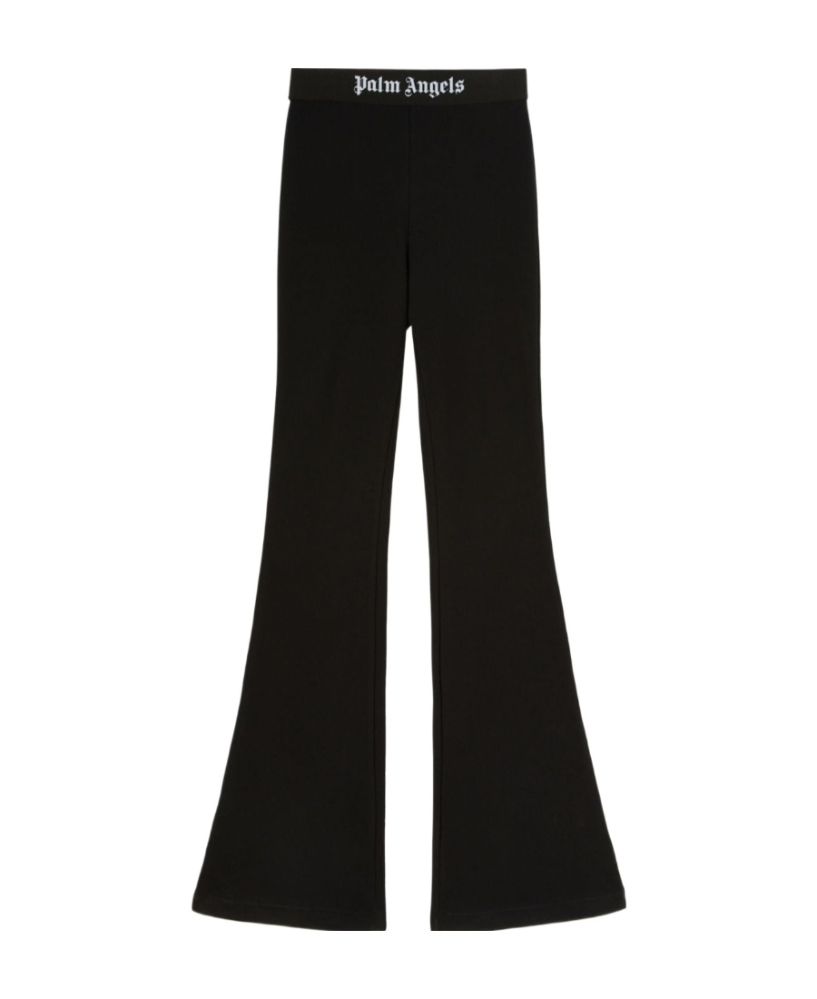 Shop Palm Angels Logo-tape Cotton Flared Leggings In Black