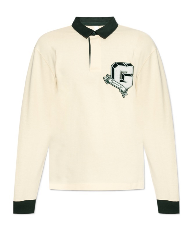 Givenchy College Cotton Long-sleeved Polo Shirt In White