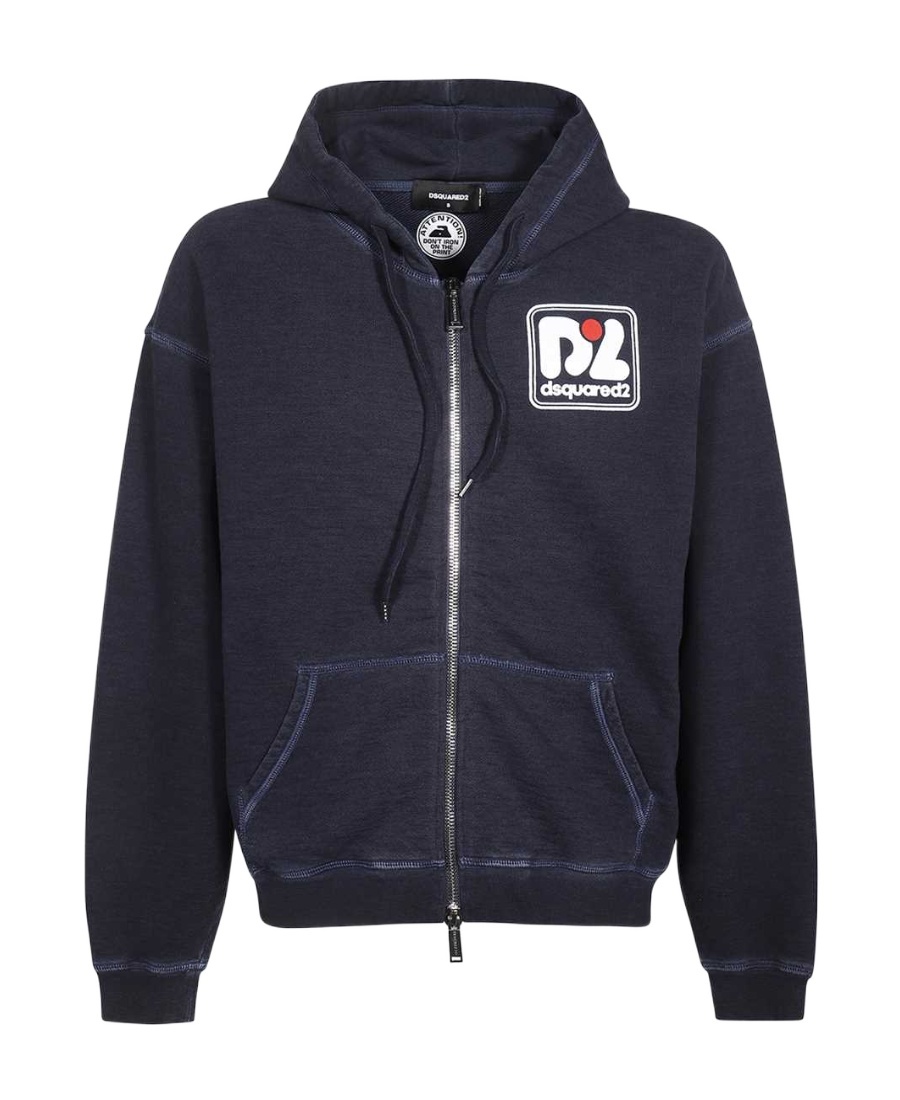 Dsquared2 Man Sweatshirt Navy Blue Size Xxl Cotton In Black