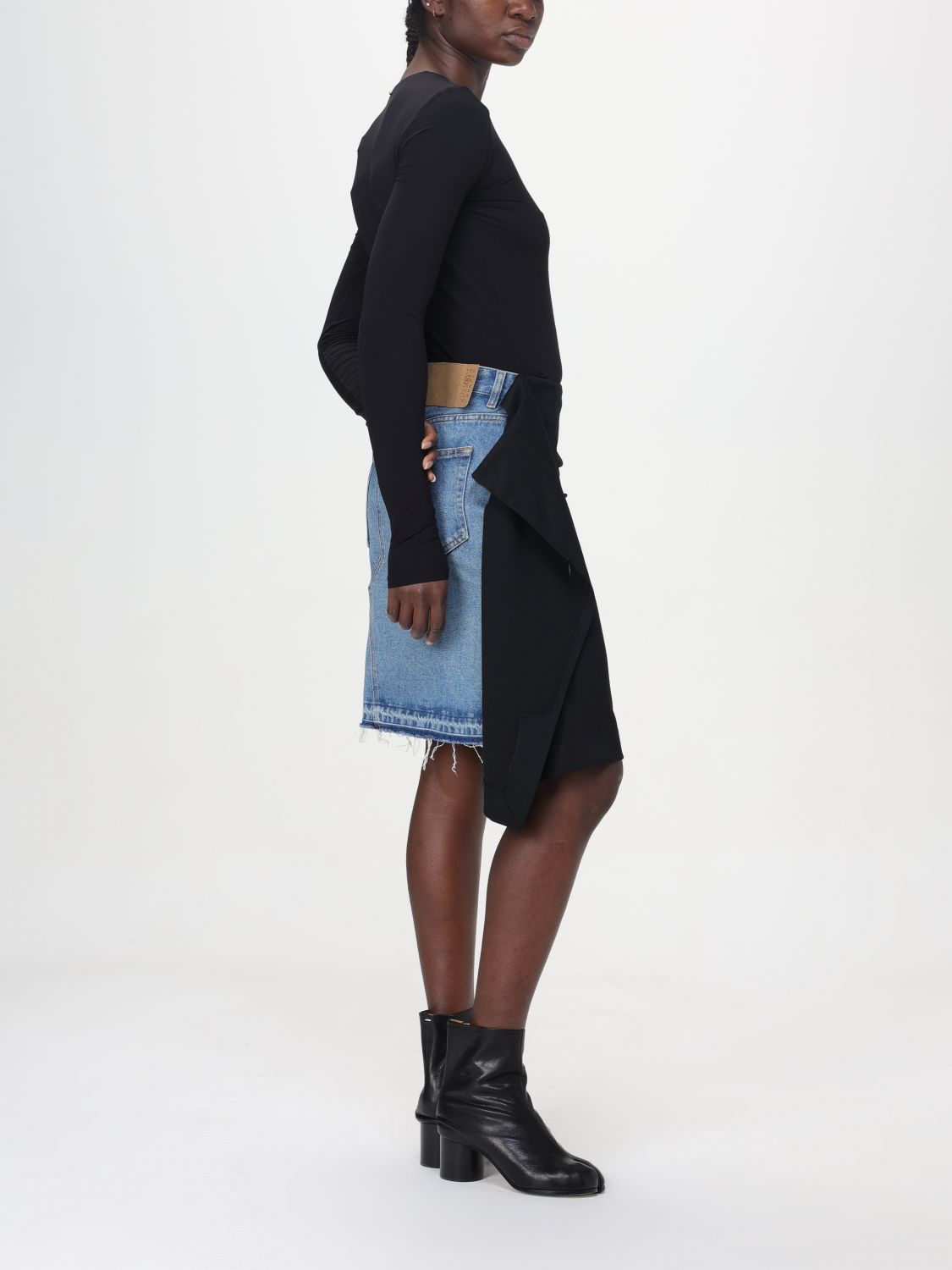 Mm6 Maison Margiela Panelled Denim Miniskirt In Black