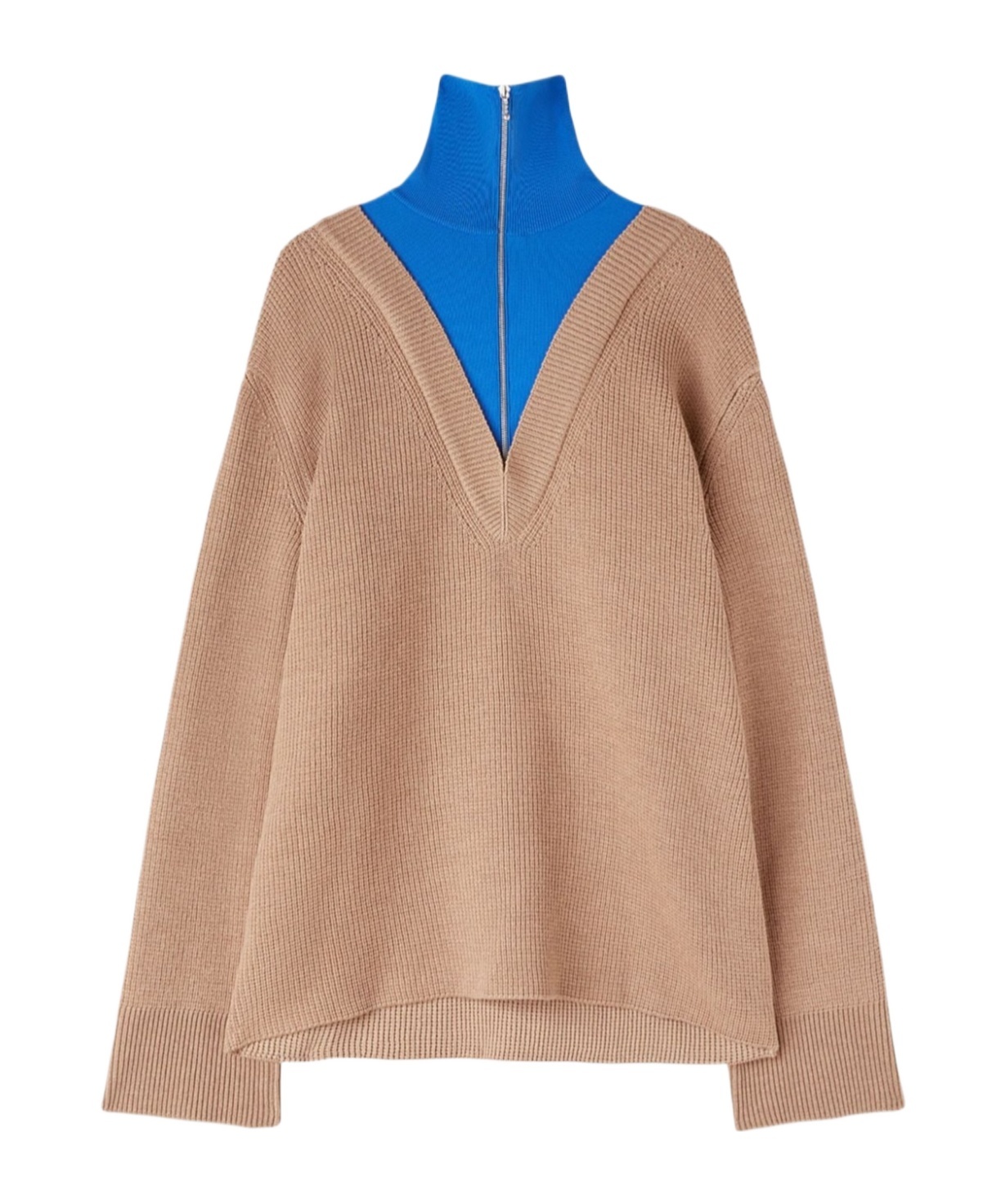 Jil Sander Layered-design Wool-blend Jumper In Nude