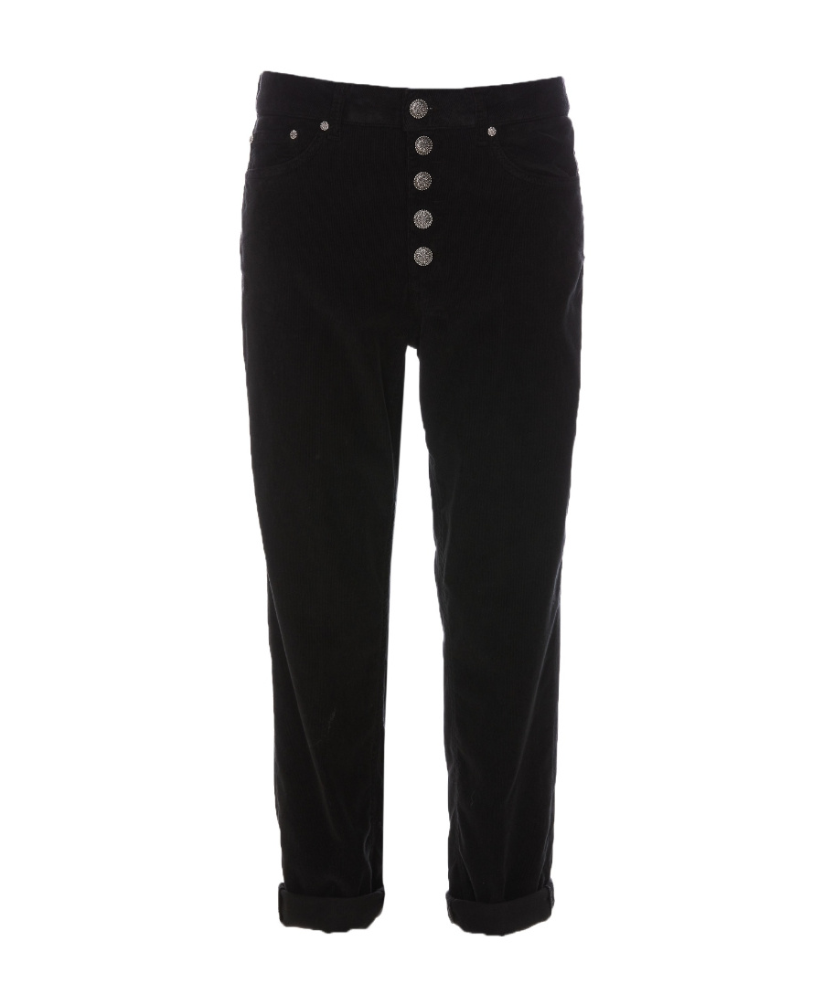 Shop Dondup Mid-rise Cropped Trousers In Black