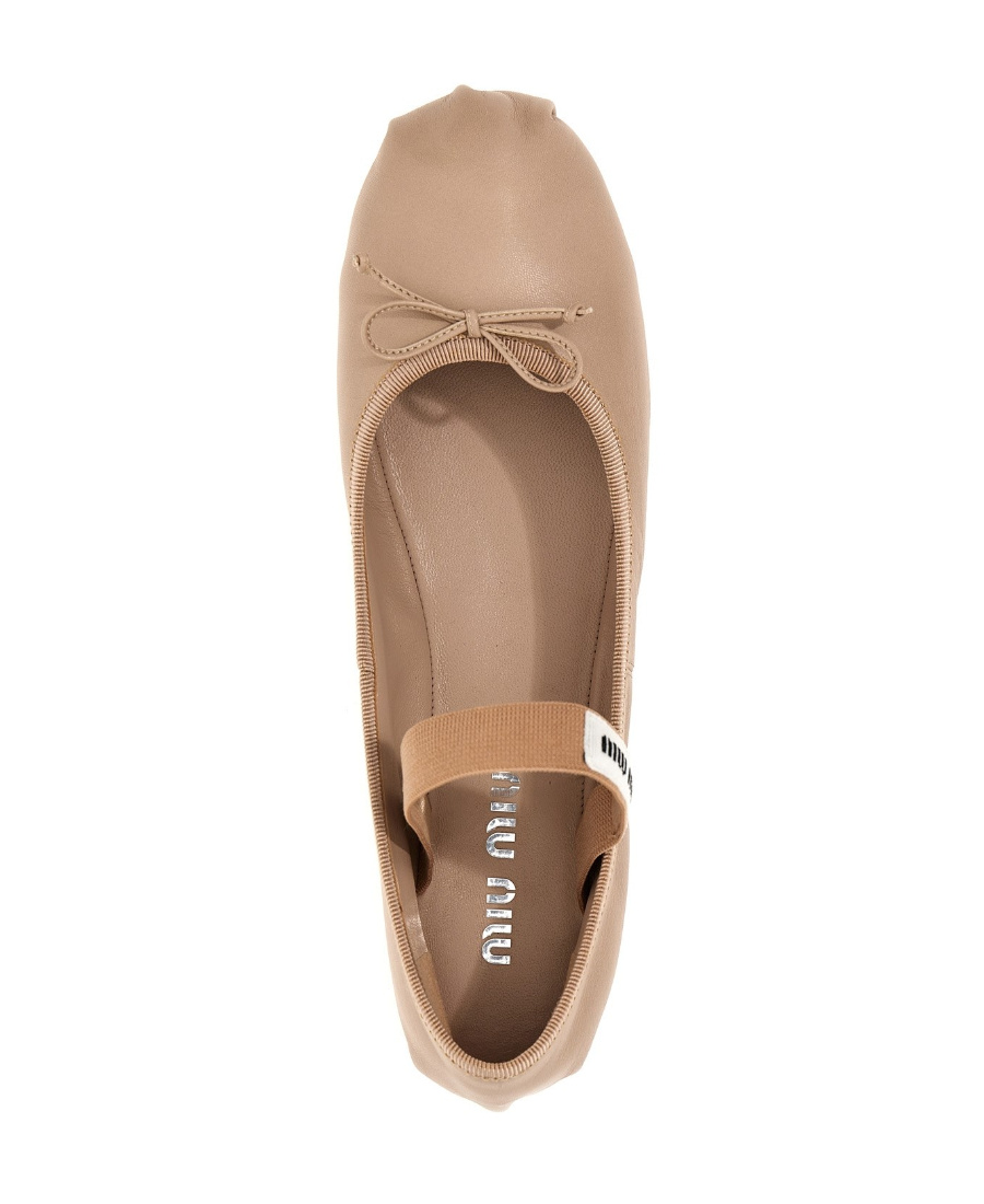 Miu Miu Logo-printed Bow Detailed Ballerina Shoes