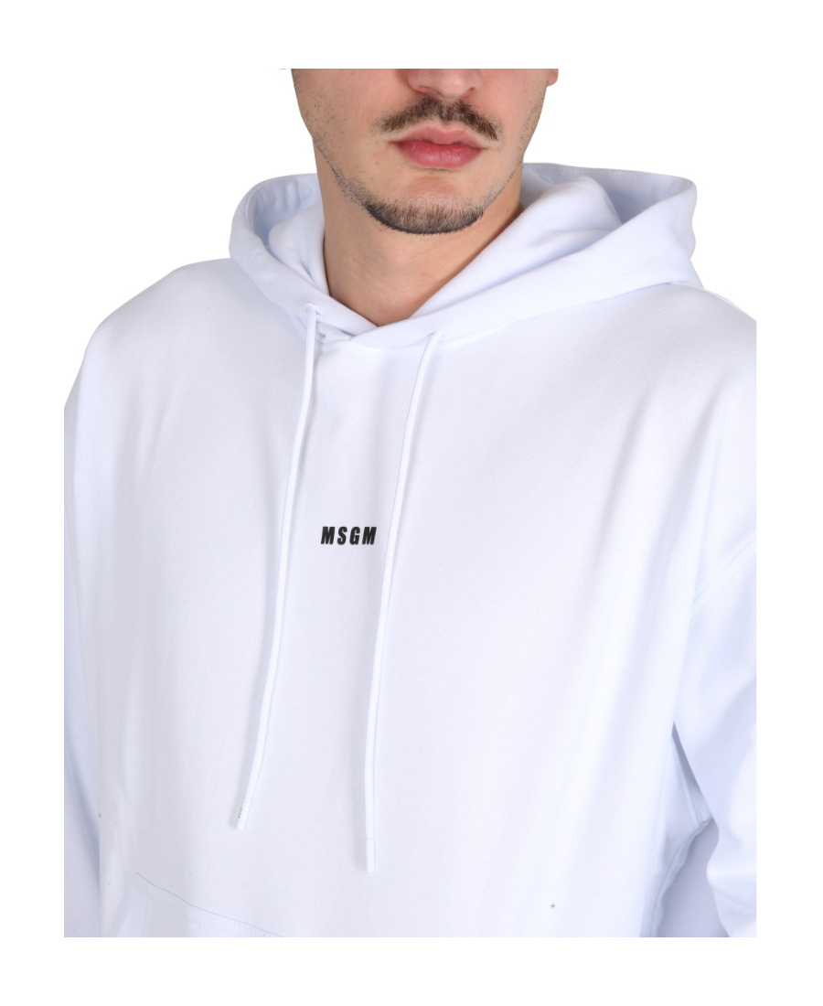 Msgm Sweatshirt With Micro Logo In White