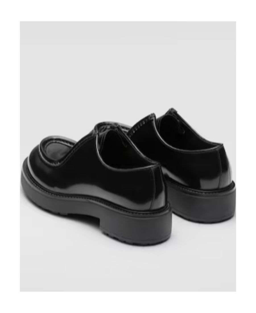 PRADA OPAQUE BRUSHED LEATHER LACE-UP SHOES 