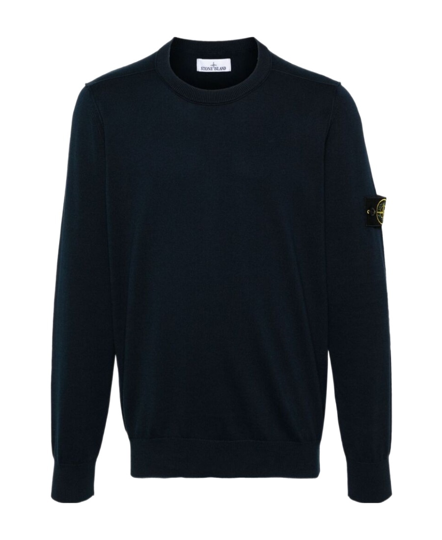 Shop Stone Island Compass Patch Crewneck Jumper In Blue