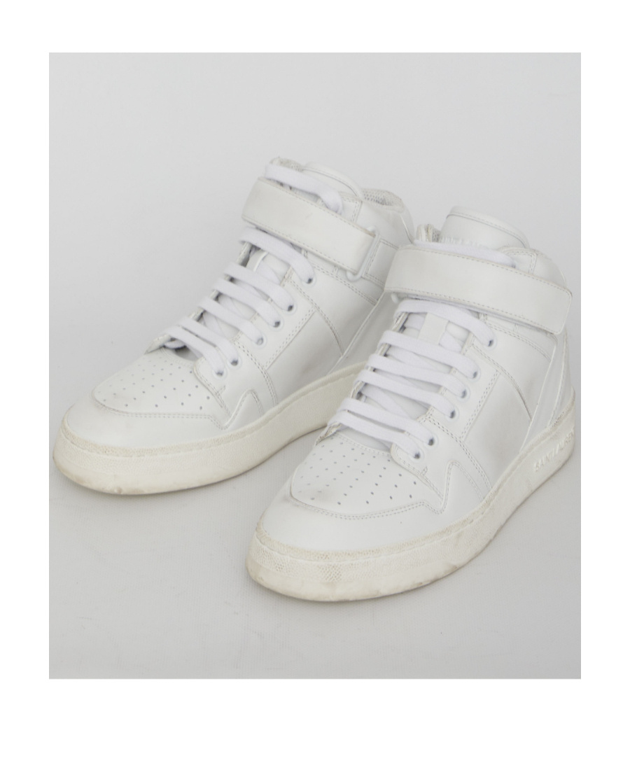 Saint Laurent Lax Sneakers In Washed-out Effect Leather In White