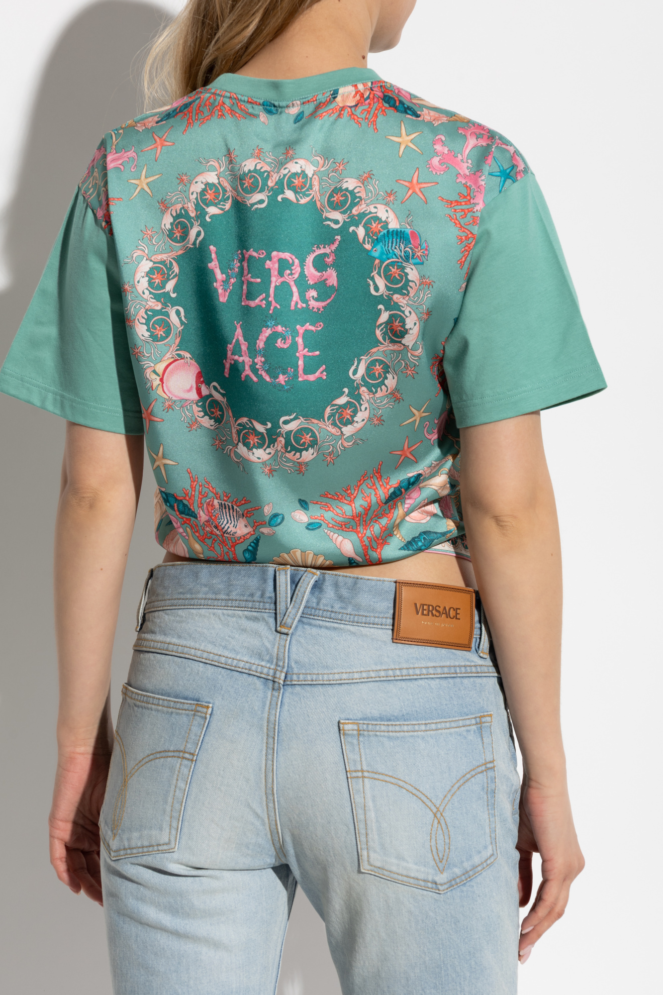 Versace Crew Neck Top In Green