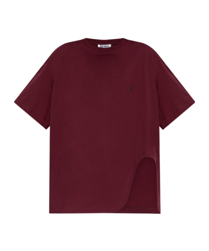 Attico Crewneck Mock Neck Logo Embroidered Top In Brown