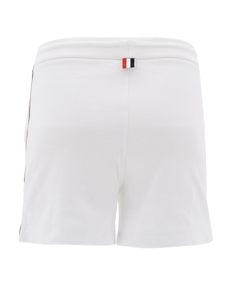 Shop Thom Browne Rwb Stripe Piqué Shorts In White