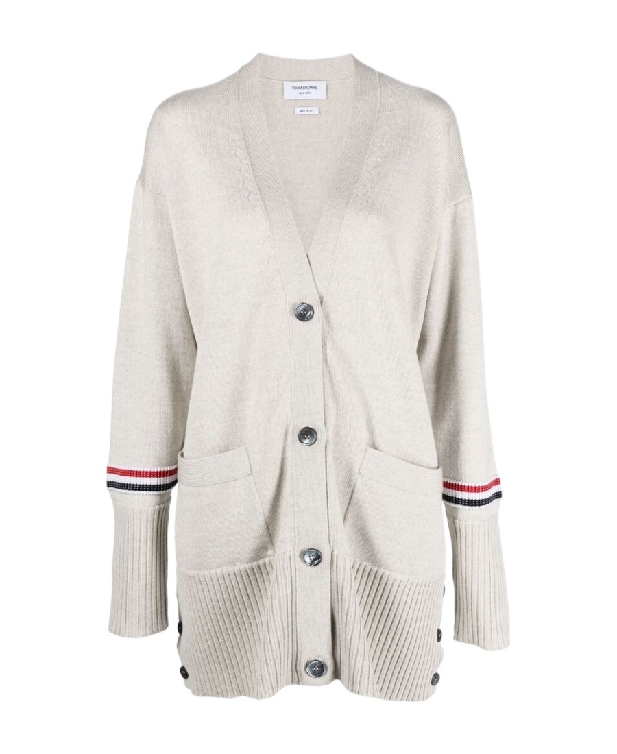 Thom Browne Virgin-wool V-neck Cardigan In White