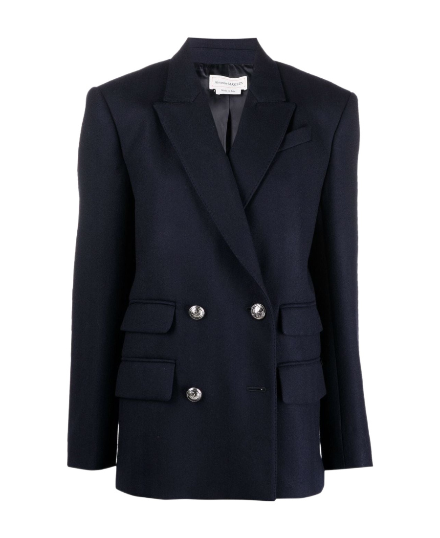 Alexander Mcqueen Double-breasted Wool-blend Blazer In Black