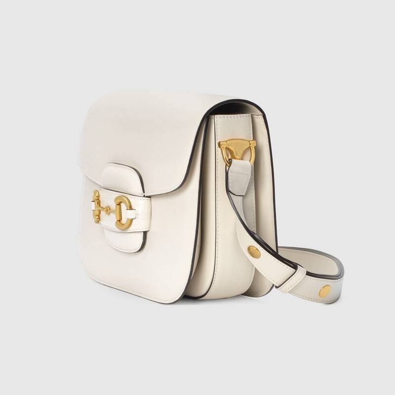 Gucci Horsebit 1955 Leather Shoulder Bag In White