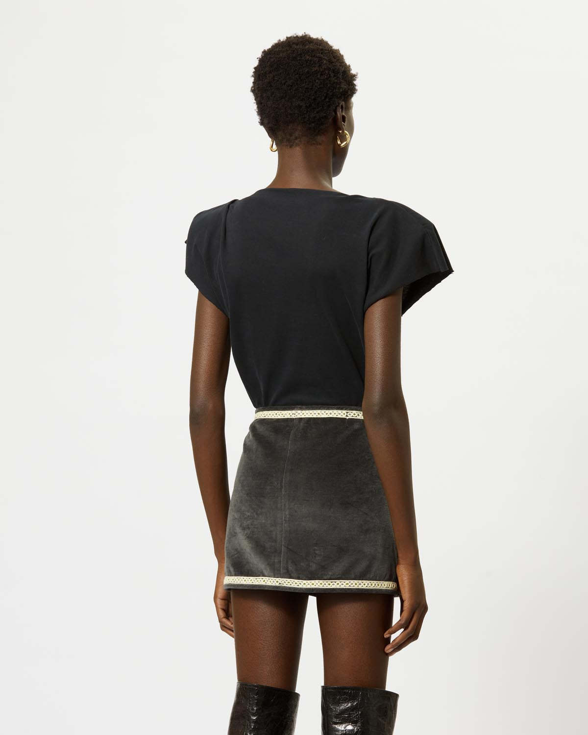 Isabel Marant Sebani Padded Asymmetric T-shirt In Black