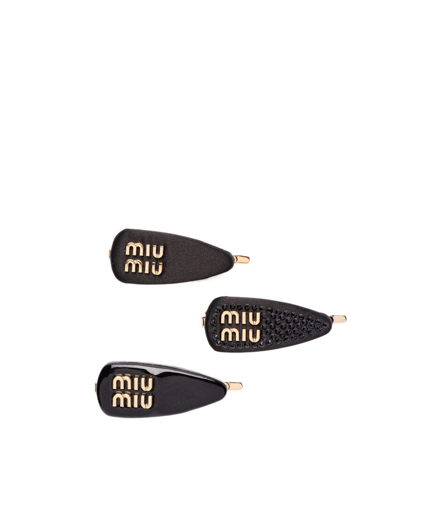 Miu Miu Logo Hairpin Three-piece Set In Black