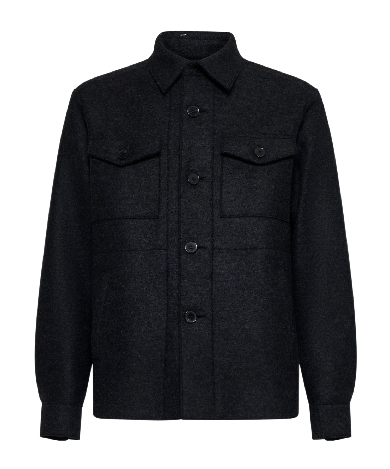 Harris Wharf London Wool Shirt Jacket In Black