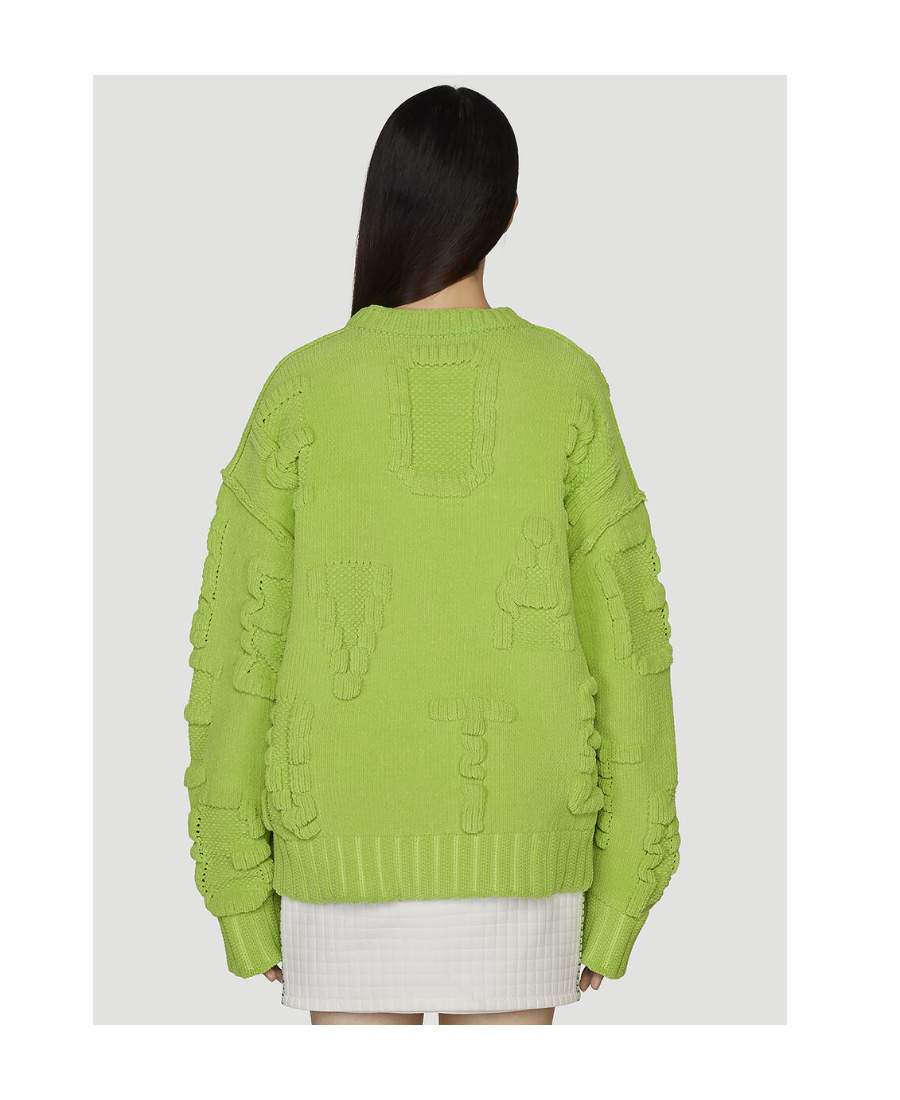 Bottega Veneta Alphabet Jacquard Chenille Sweater In Green