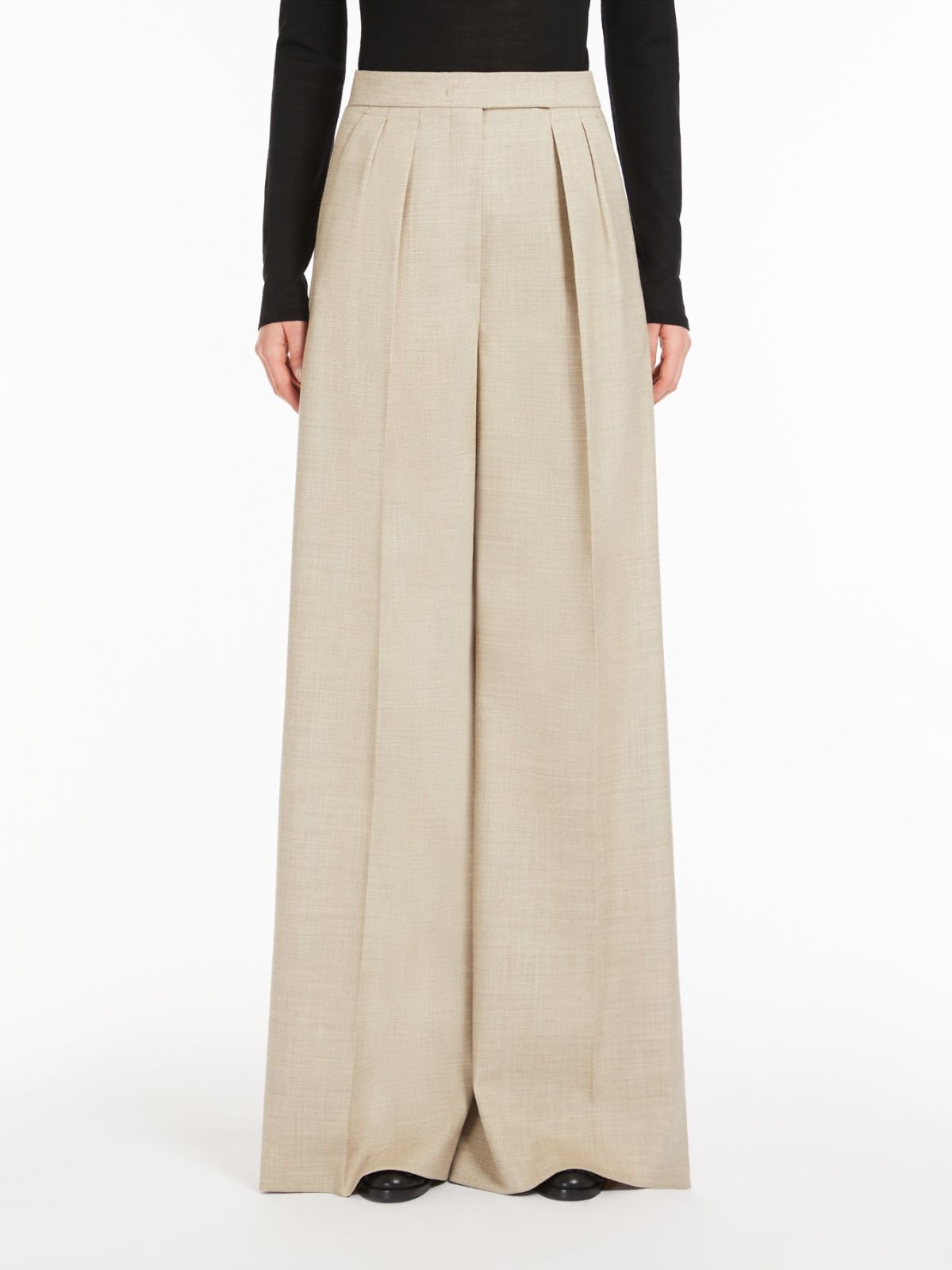 Max Mara Mixed Wool Trousers In Nude