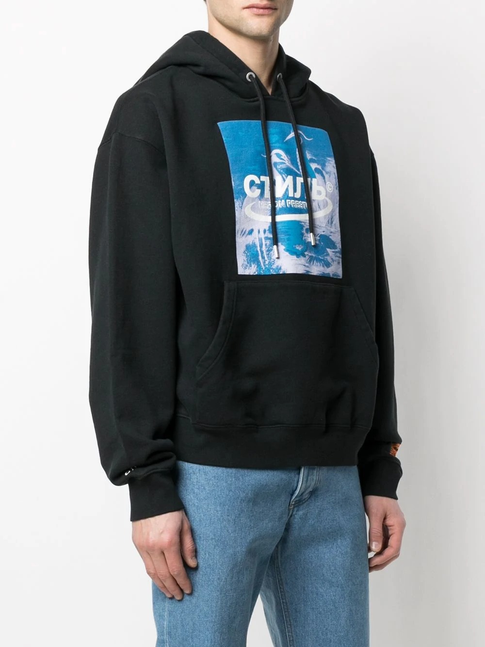 Heron Preston Logo Printed Hooded Sweater In Black