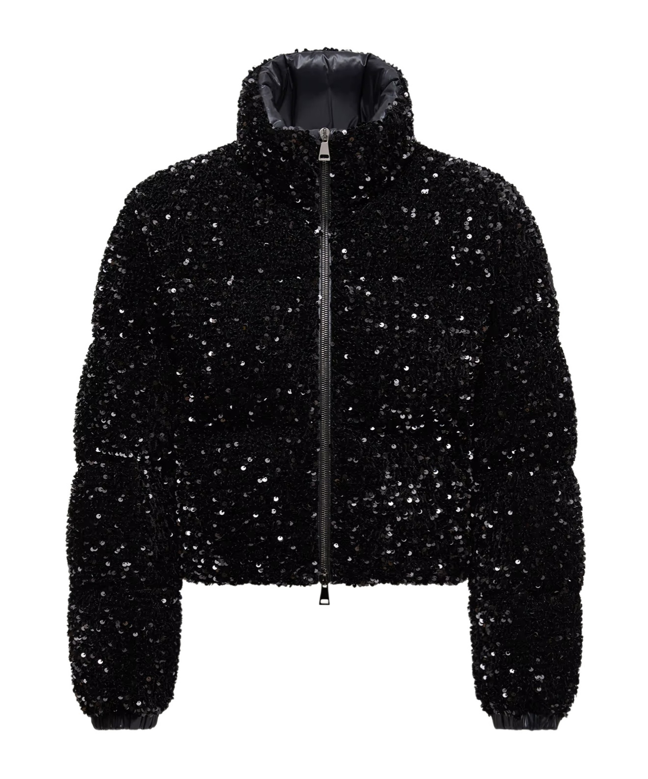 Moncler Louvi Sequin-embroidered Short Down Jacket In Black