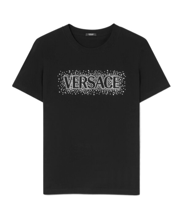 VERSACE VERSACE LOGO-EMBELLISHED CREWNECK T-SHIRT