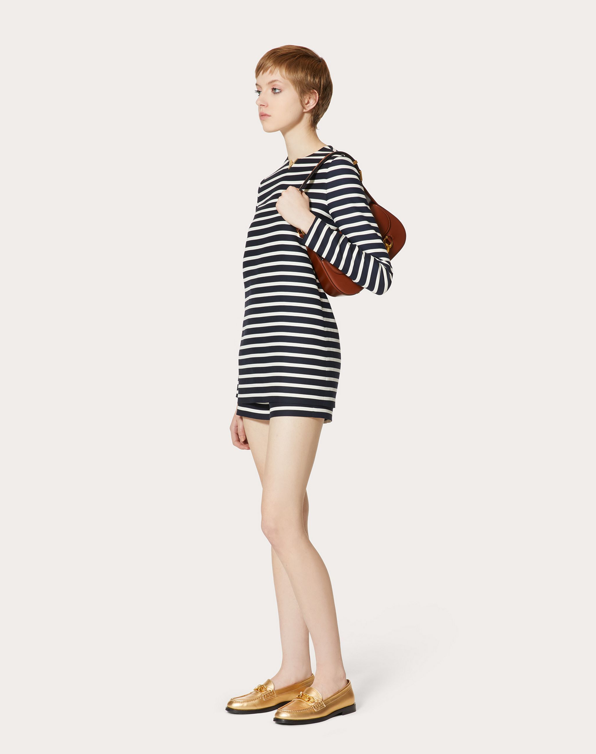 Valentino Stripe Print Jumpsuit In Black