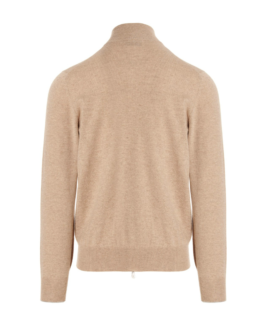 Brunello Cucinelli Cashmere Zipped Cardigan In Nude