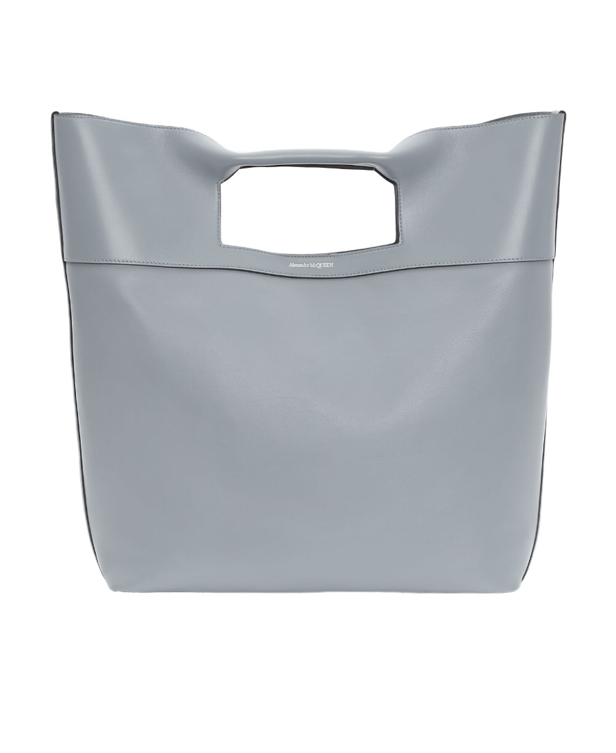 Alexander Mcqueen The Square Leather Tote In Gray