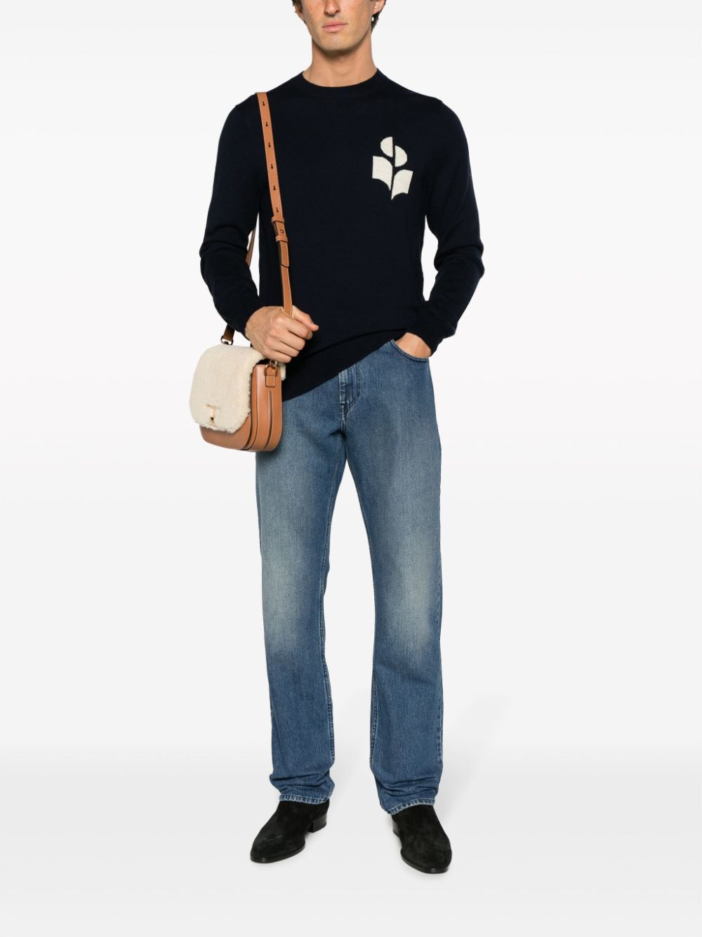 Isabel Marant Logo-patch Straight-leg Jeans In Blue