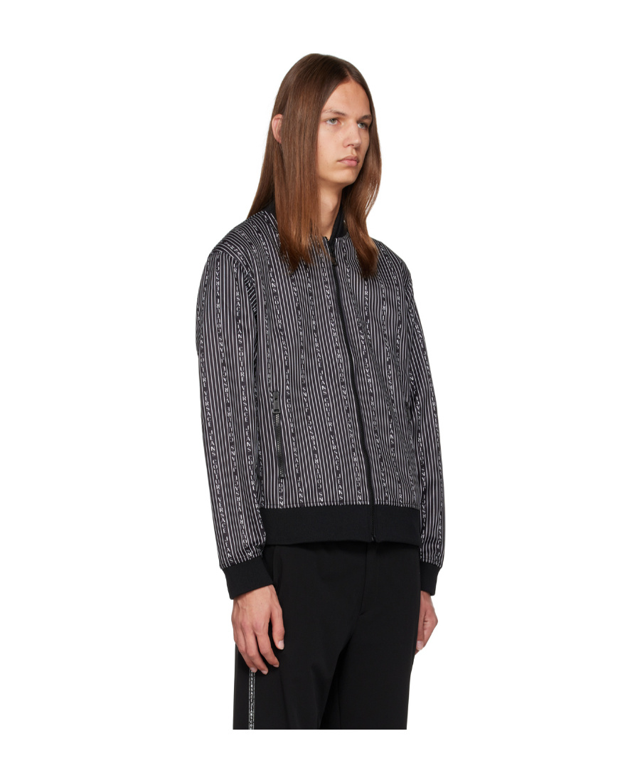 Versace Jeans Long-sleeved Vertical Casual Jacket In Black