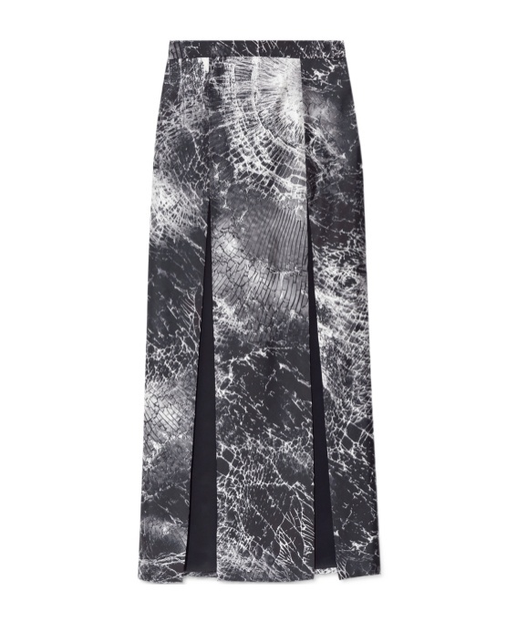 Alexander Mcqueen Smashed Screen Double Slit Skirt In Black