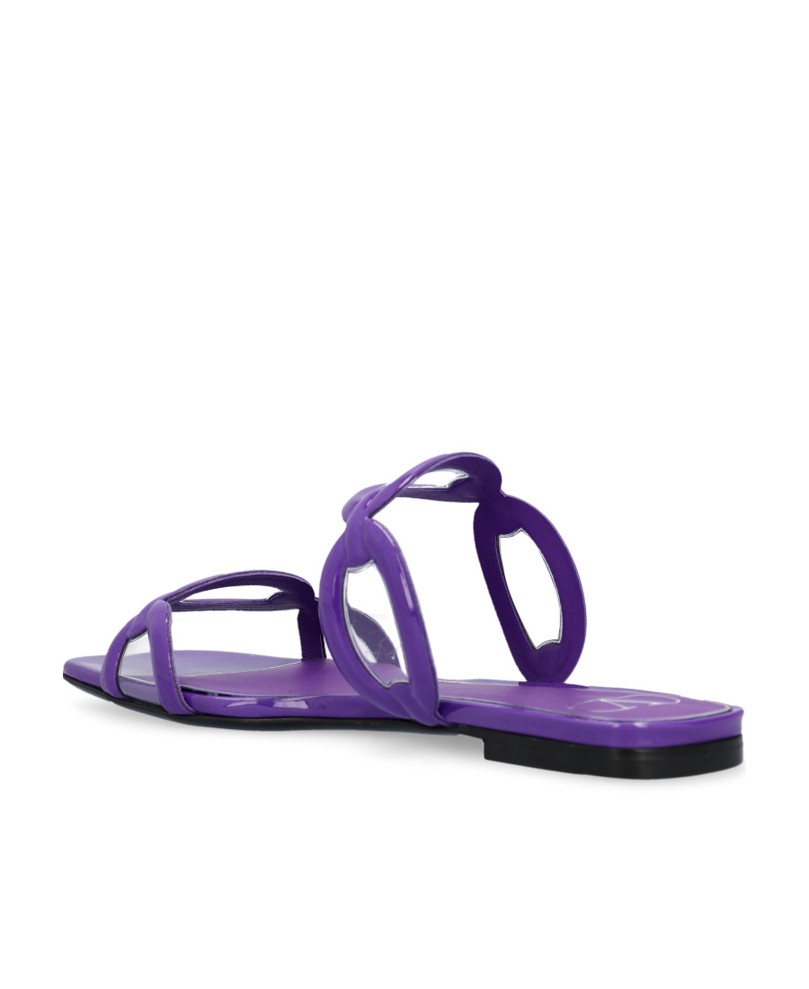 Valentino Square Toe Slip-on Sliders In Purple