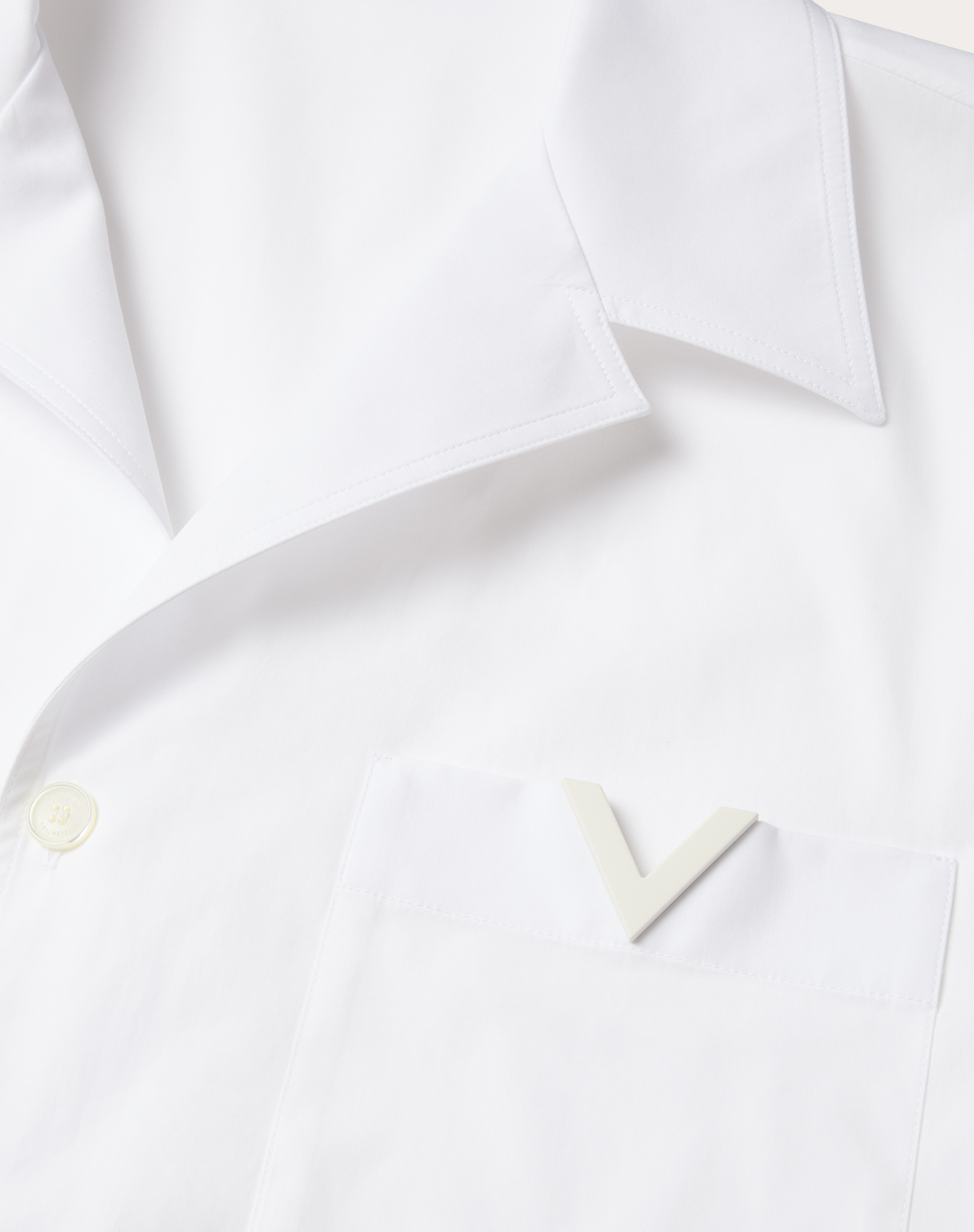Valentino Toile Iconographe Pattern Cotton Poplin Bowling Shirt In White