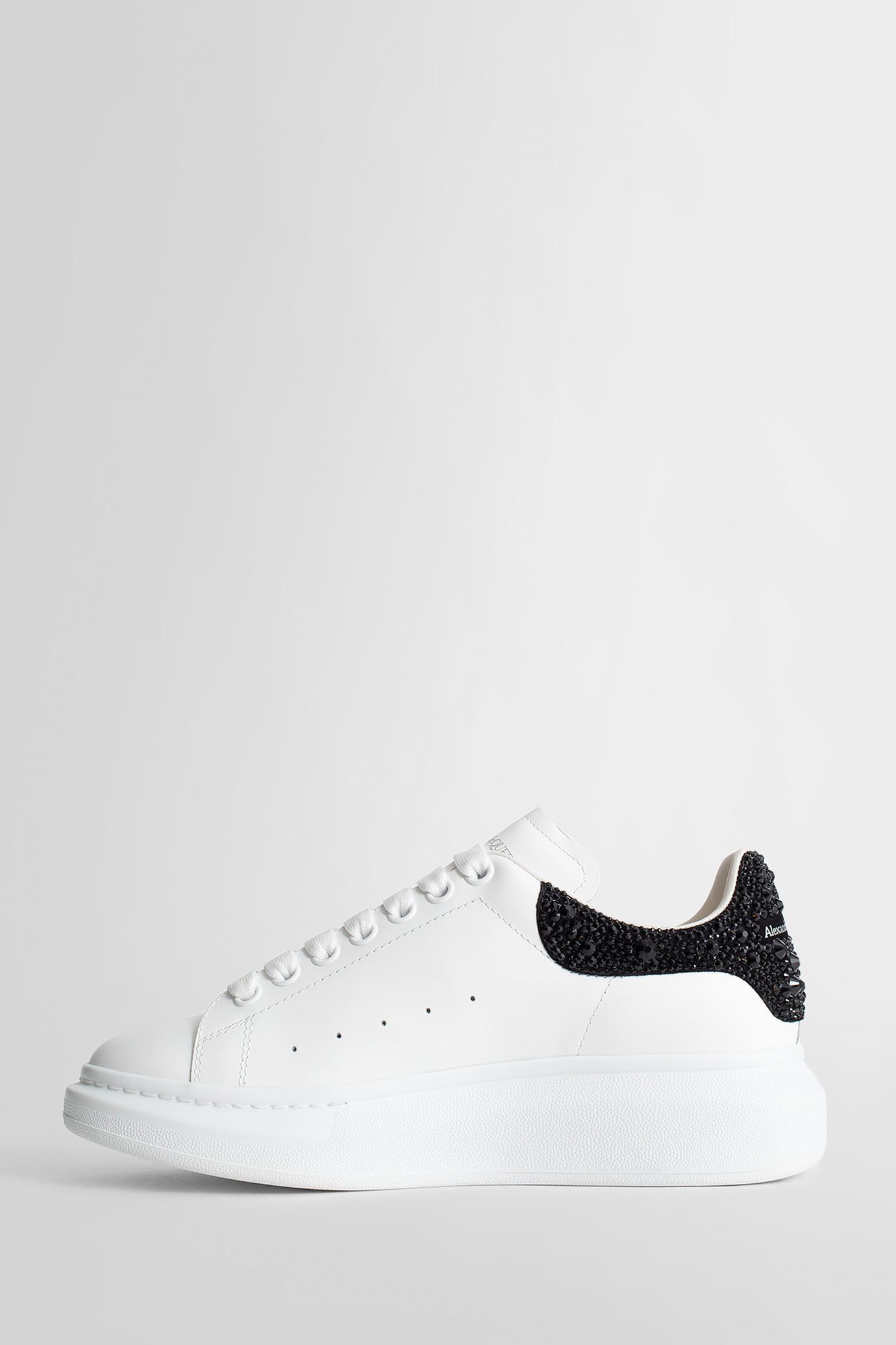Alexander Mcqueen Oversized Crystal-embellished Sneakers In White
