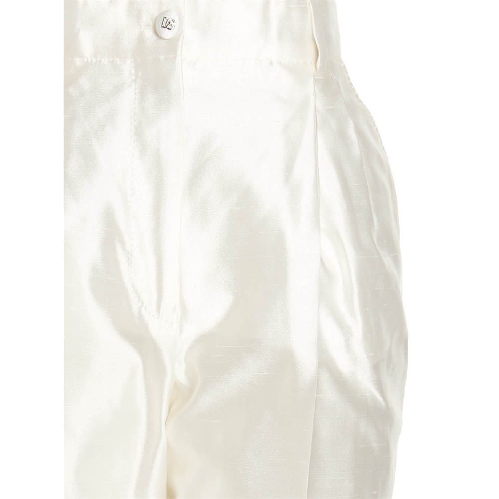 Dolce & Gabbana Silk Paperbag-waist Trousers In White
