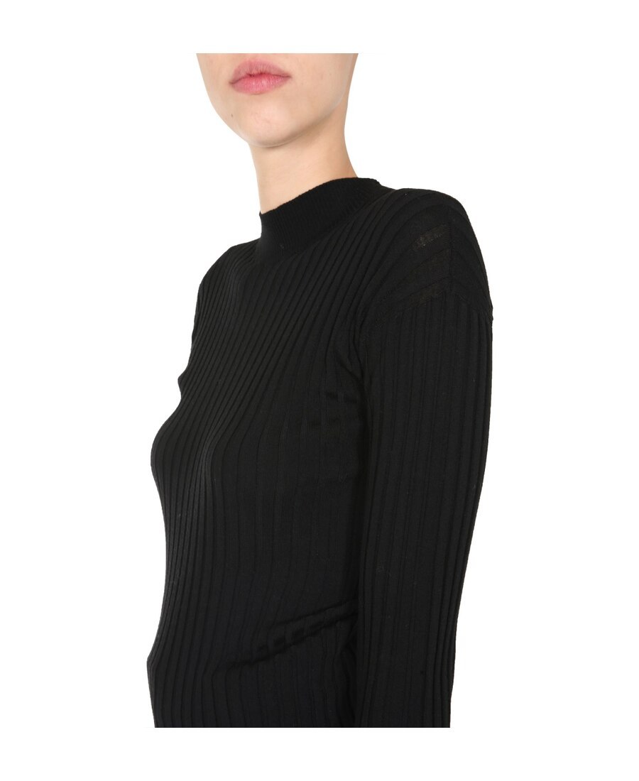 Bottega Veneta Mock-neck Ribbed Jumper In Black
