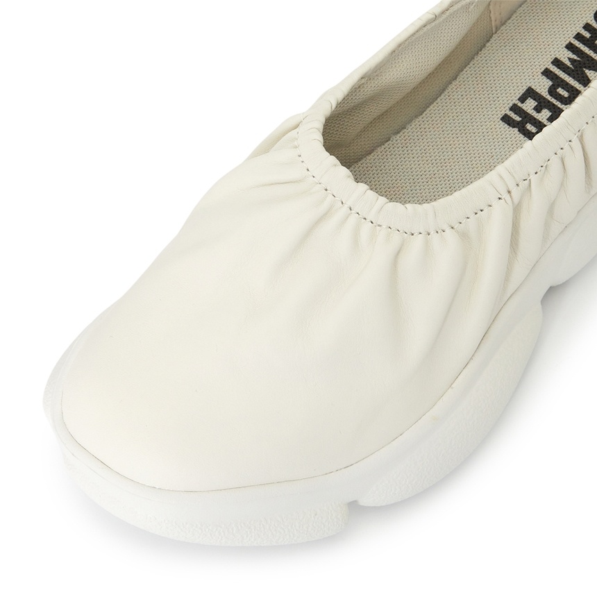 Camper Karst Leather Ballerina Shoes In White