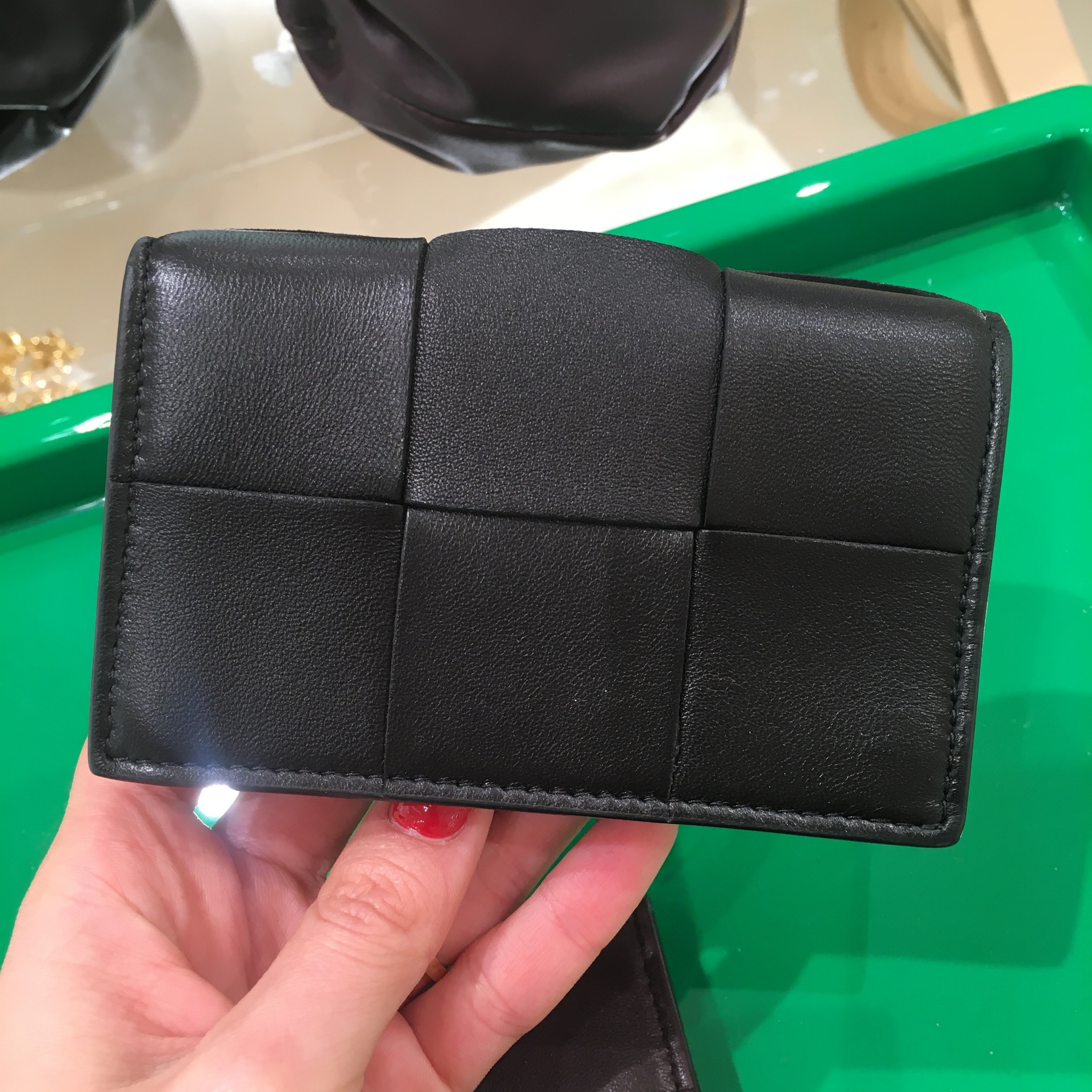 Bottega Veneta Maxi Intrecciato Card Case In Black
