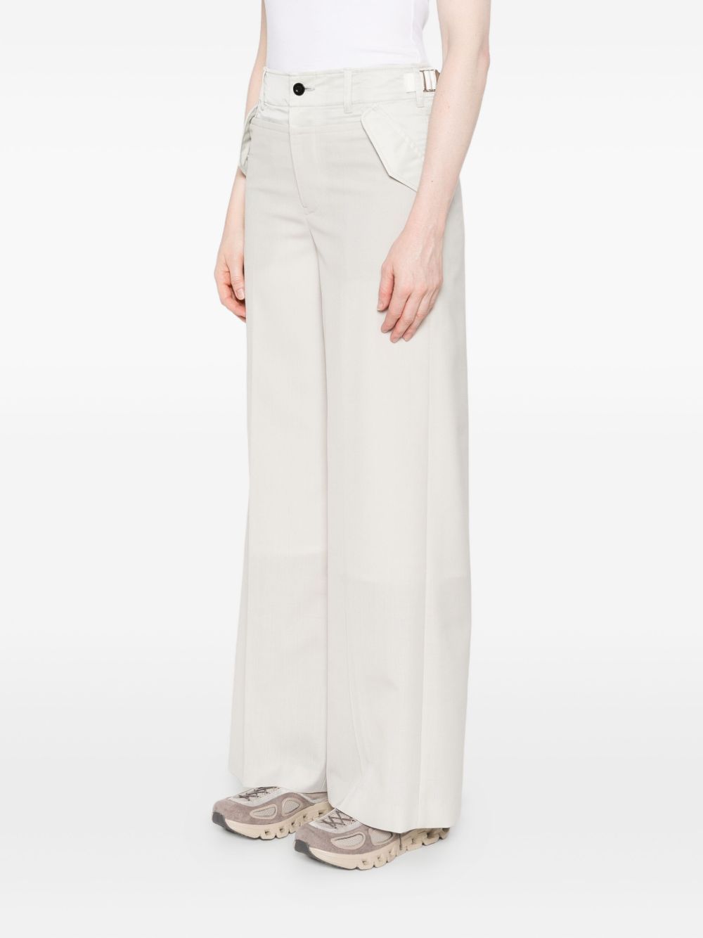 Sacai Adjustable-waist Flap-pocket Trousers In White
