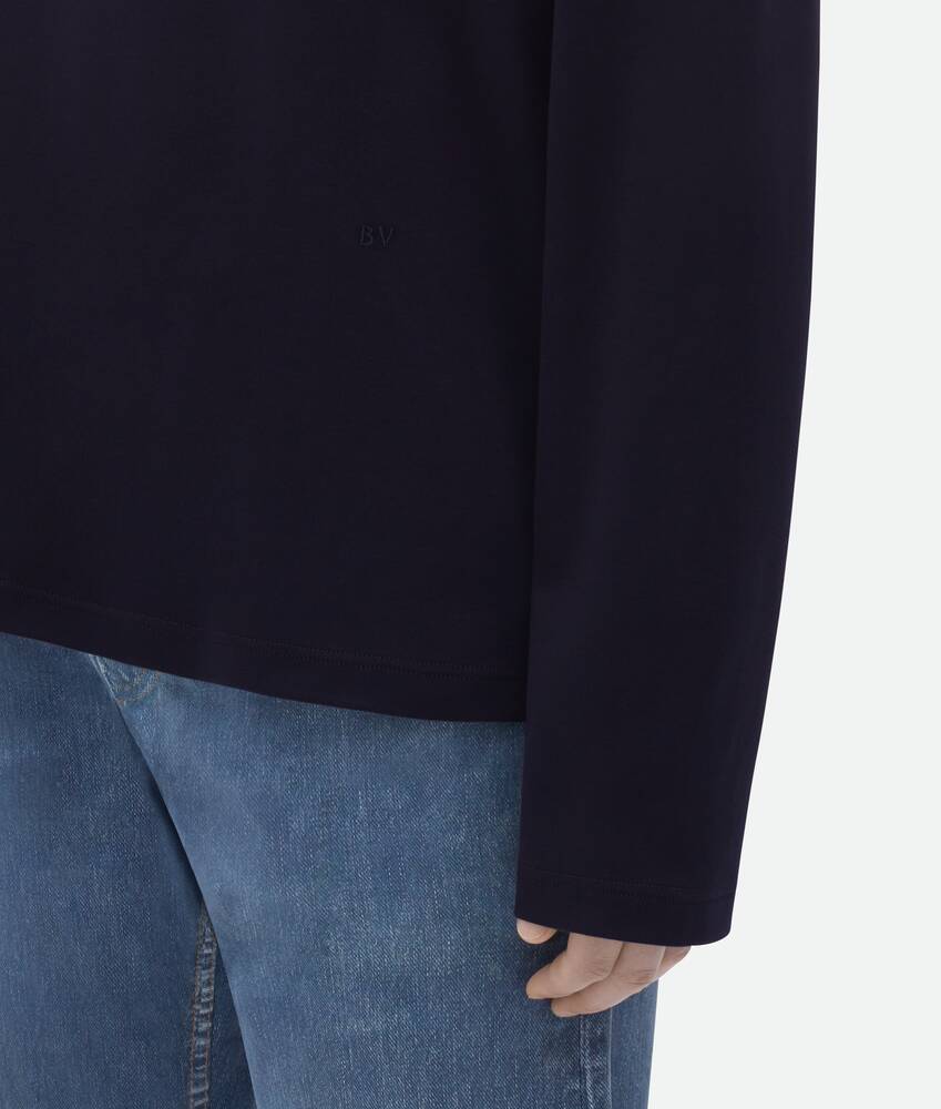 Bottega Veneta T-shirt With Round Neck And Long Sleeves In Black