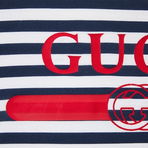 Gucci Printed Striped Cotton Jersey T-shirt In Multicolor
