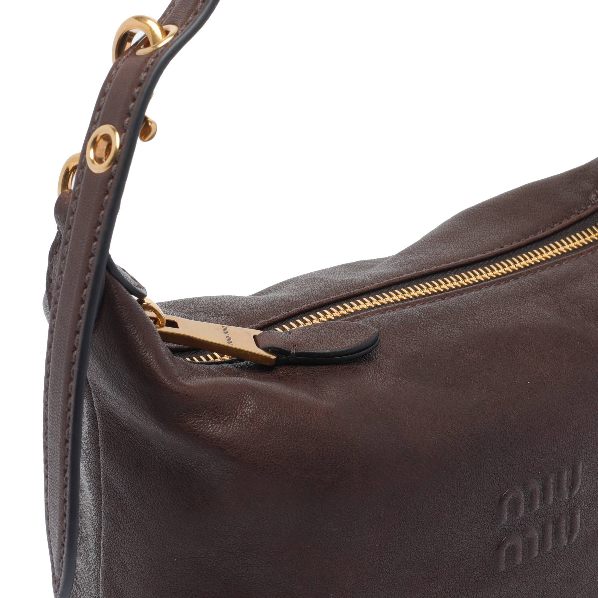 Miu Miu Zipper Shoulder Bag In Brown