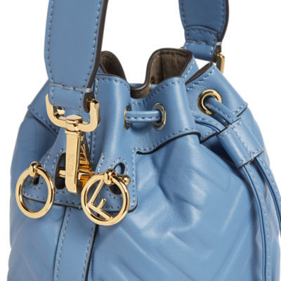 Fendi Mon Tresor Mini Leather Bucket Bag In Blue