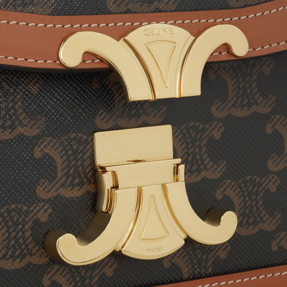 Celine Brown Triomphe Canvas Crossbody Handbag For Women In Brown